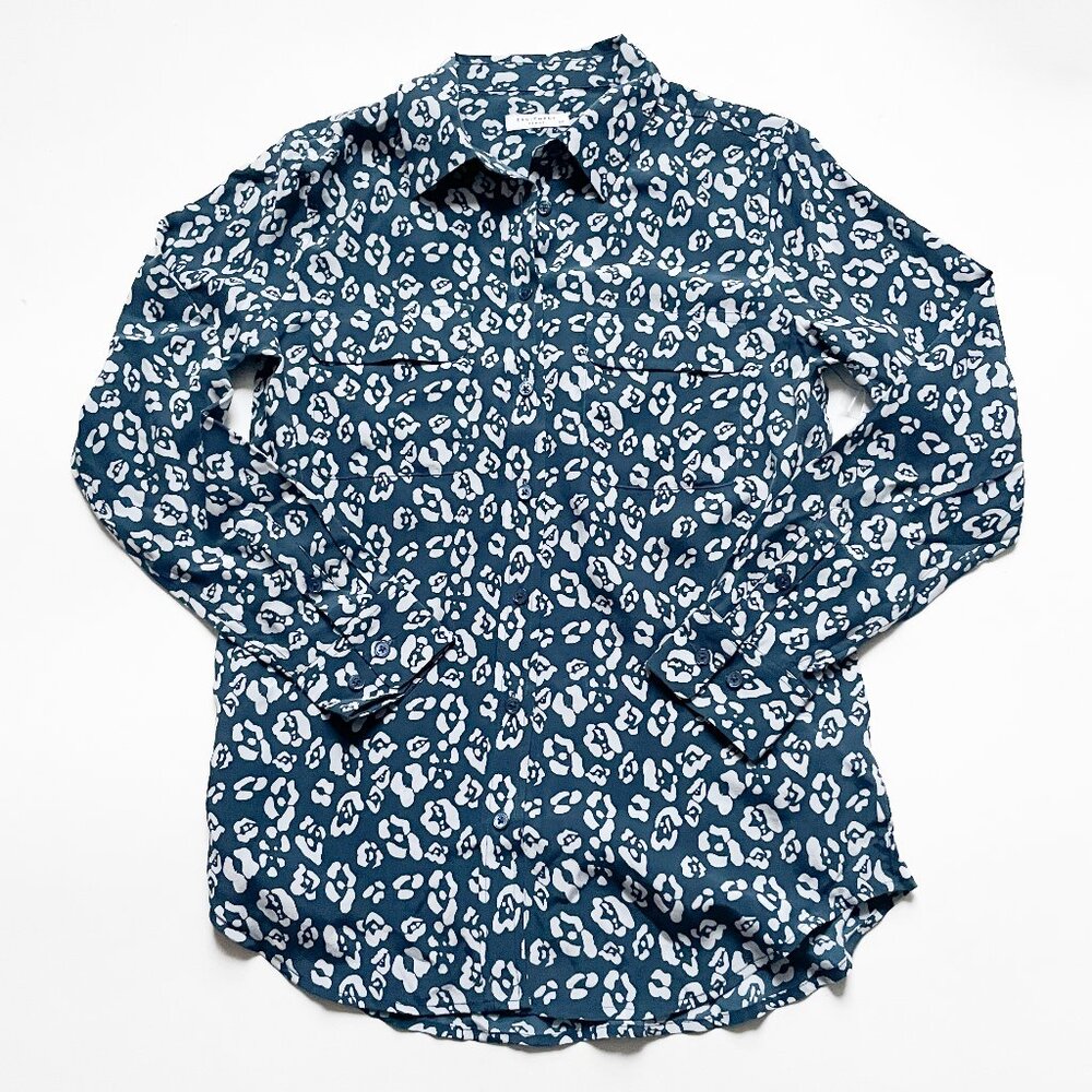 Equipment Slim Signature Silk Shirt Majolica Blue Multi Size Small NEW NWT